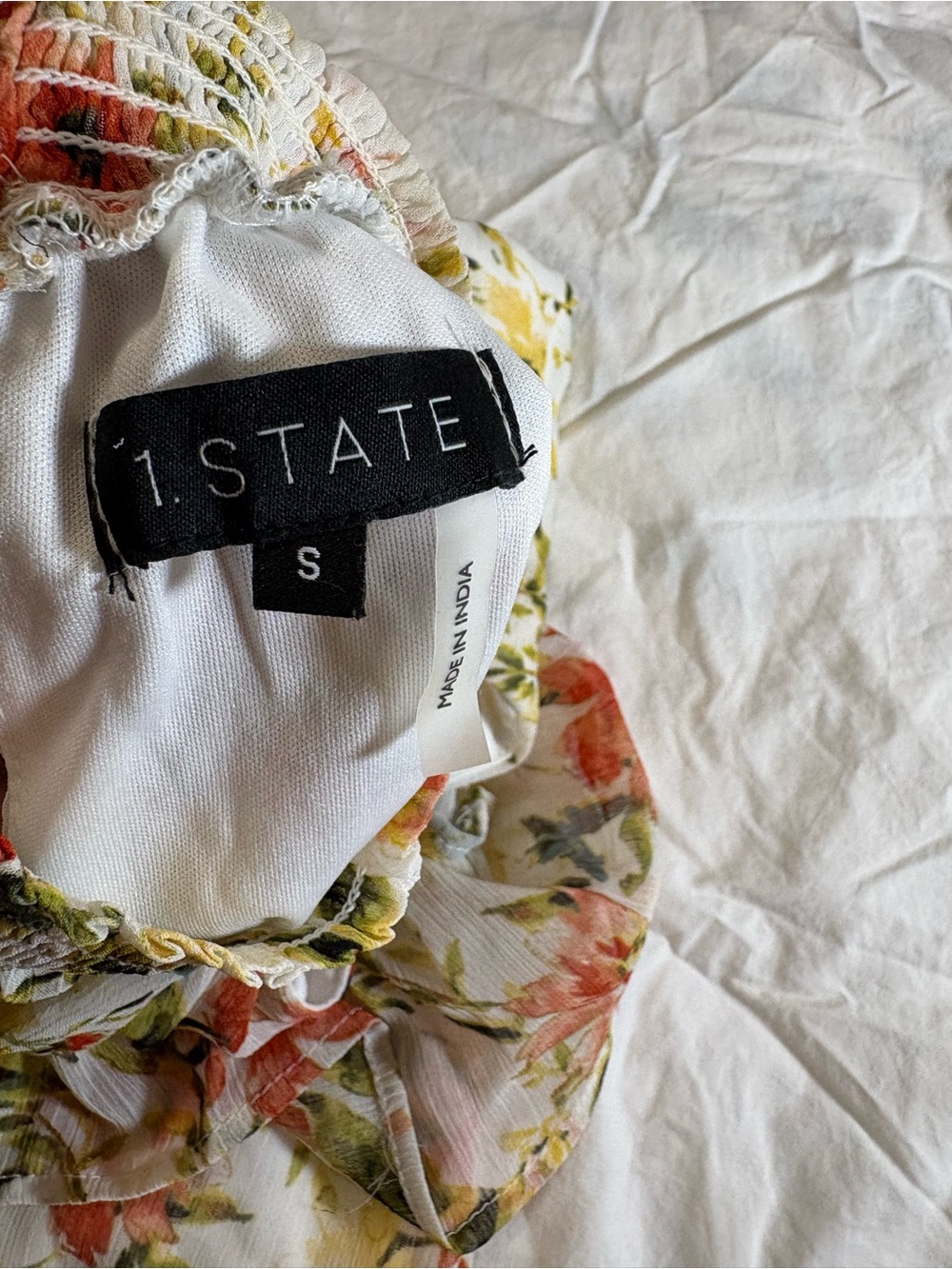 STATE Cream Floral Ruffle Mini Dress - Picture 9 of 10